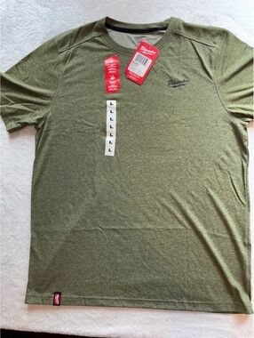 Milwaukee Tool FREEFLEX Green Heather Hybrid Work Tee Short Sleeve Shirt NWT L
